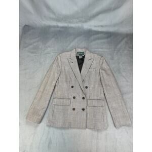 Vintage Ralph Lauren Glen Plaid Equestrian Preppy Wool Blazer Jacket Womens 8